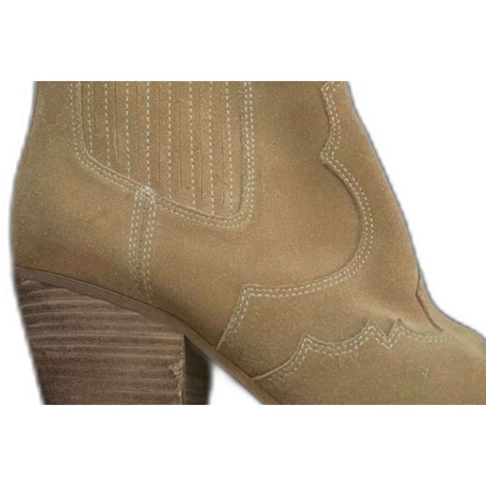 ~ Sam Edelman Suede Ankle Boots 8 Leather Booties Size Tan Camel Brown Western